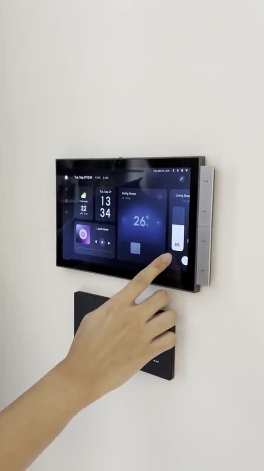A hand using the smart touch panel